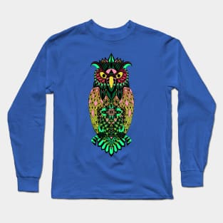 tribal little owl in mexican pattern ecopop Long Sleeve T-Shirt